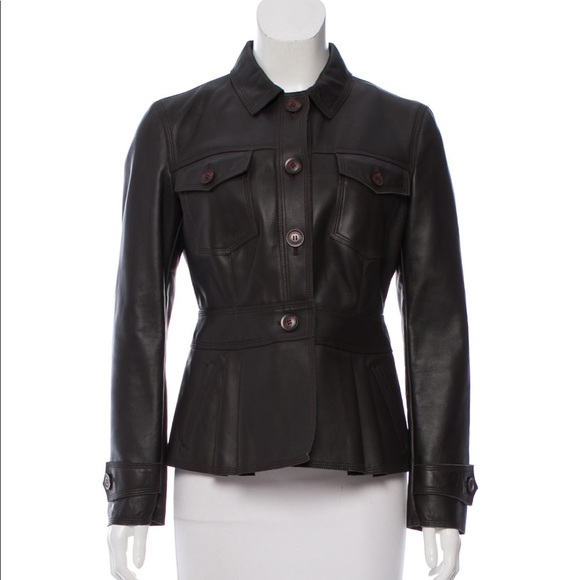 BURBERRY Leather Peplum Jacket NWT $2195 - Picture 4 of 4
